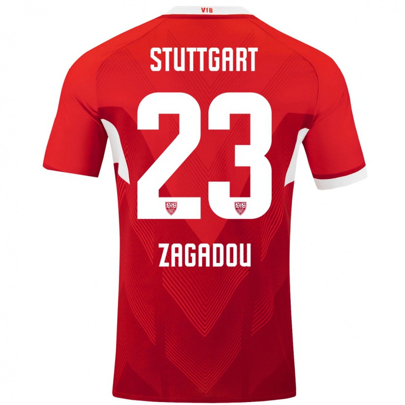 Danxen Kinderen Dan-Axel Zagadou #23 Rood Wit Uitshirt Uittenue 2024/25 T-Shirt