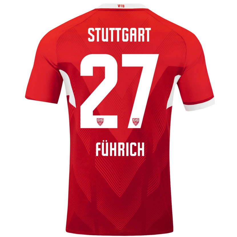 Danxen Kinderen Chris Führich #27 Rood Wit Uitshirt Uittenue 2024/25 T-Shirt