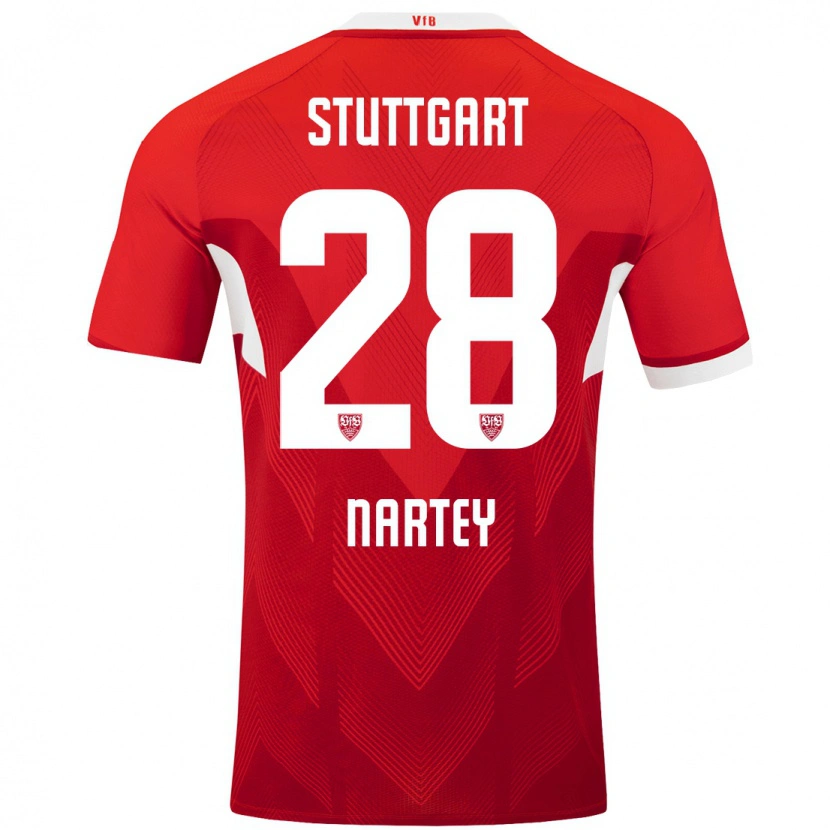 Danxen Kinderen Nikolas Nartey #28 Rood Wit Uitshirt Uittenue 2024/25 T-Shirt