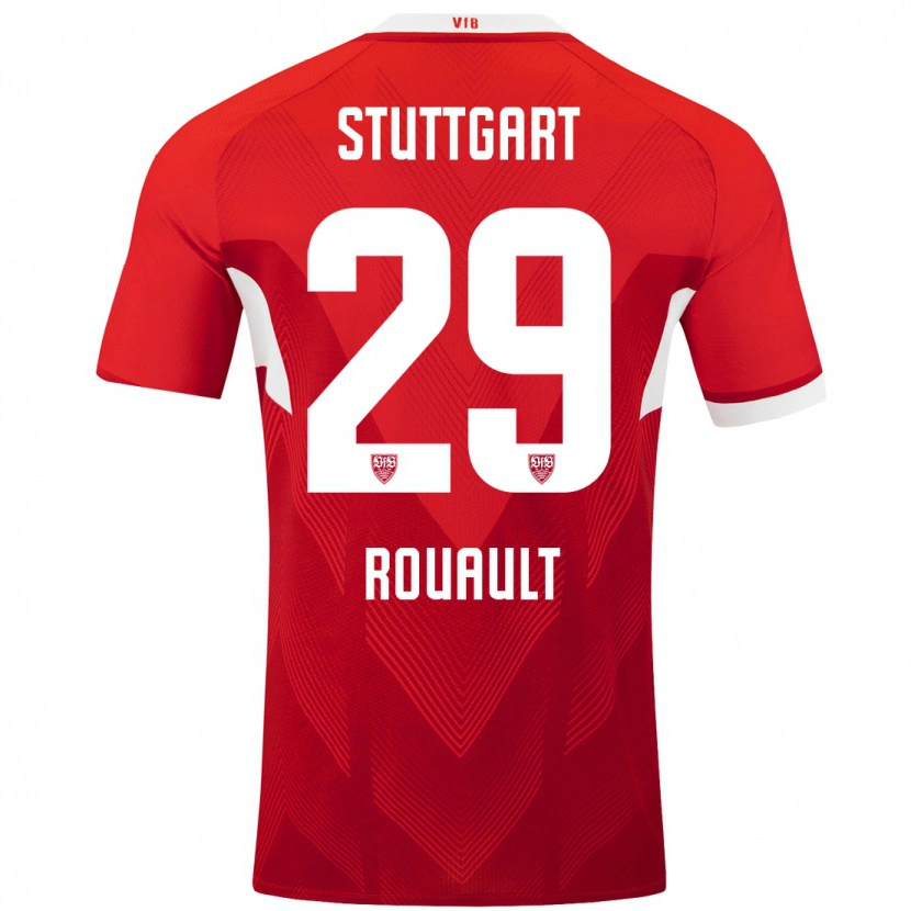 Danxen Kinderen Anthony Rouault #29 Rood Wit Uitshirt Uittenue 2024/25 T-Shirt