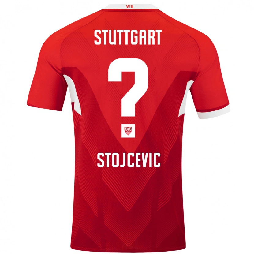 Danxen Kinderen Martin Stojcevic #0 Rood Wit Uitshirt Uittenue 2024/25 T-Shirt