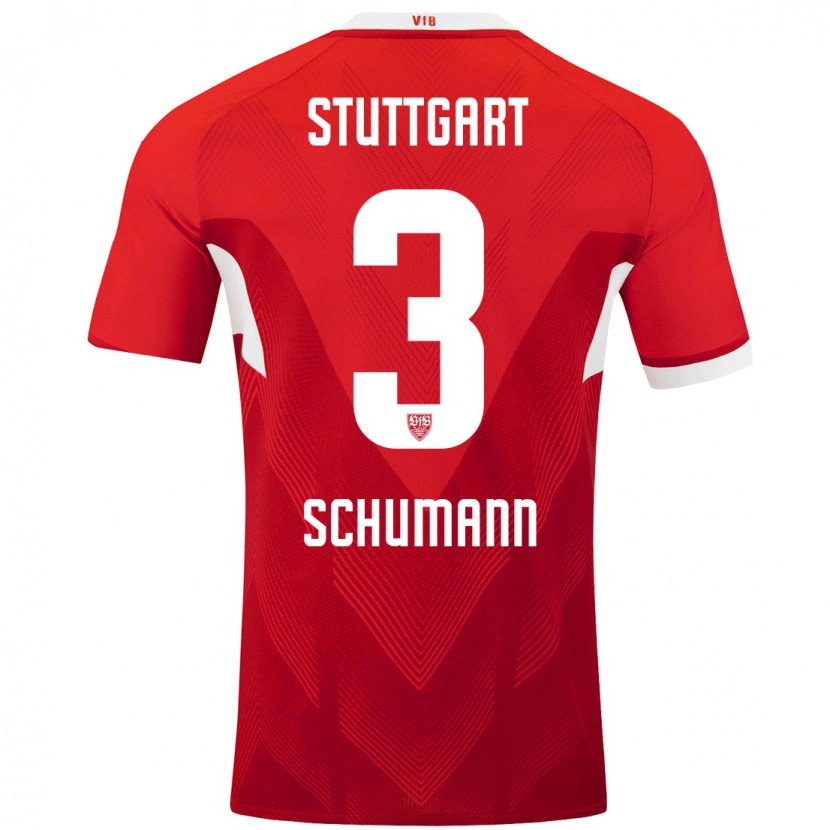 Danxen Kinderen Frederik Schumann #3 Rood Wit Uitshirt Uittenue 2024/25 T-Shirt