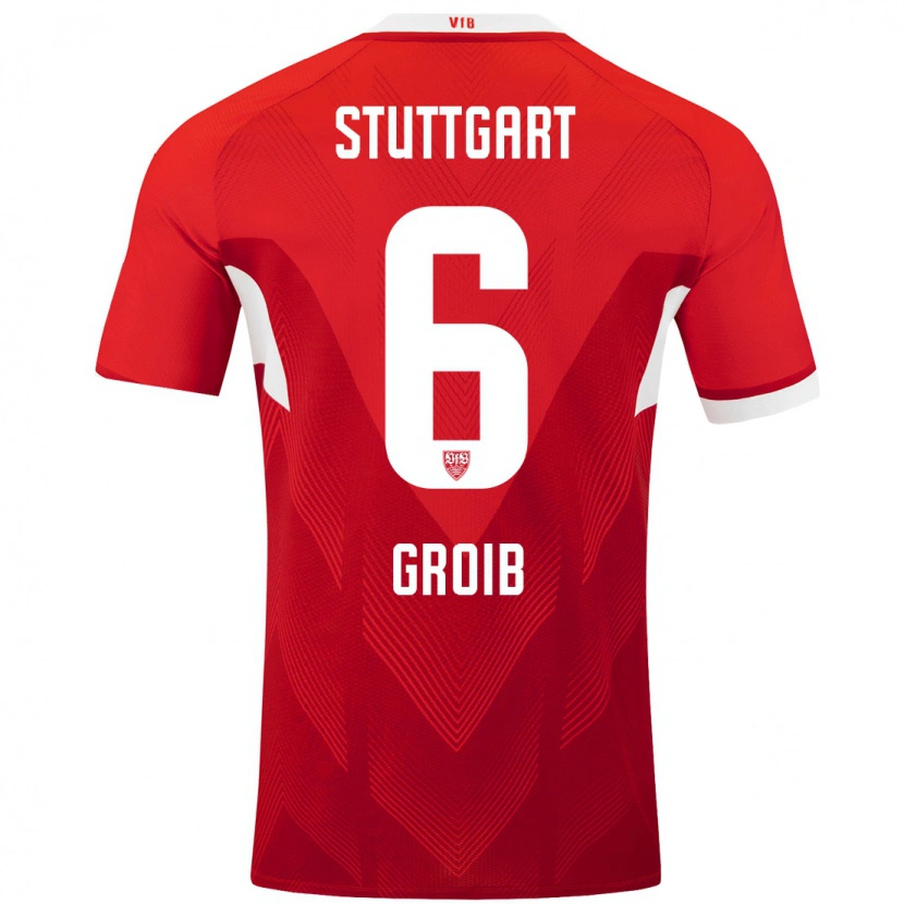 Danxen Kinderen Alexander Groiß #6 Rood Wit Uitshirt Uittenue 2024/25 T-Shirt