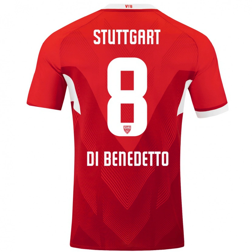 Danxen Kinderen Samuele Di Benedetto #8 Rood Wit Uitshirt Uittenue 2024/25 T-Shirt