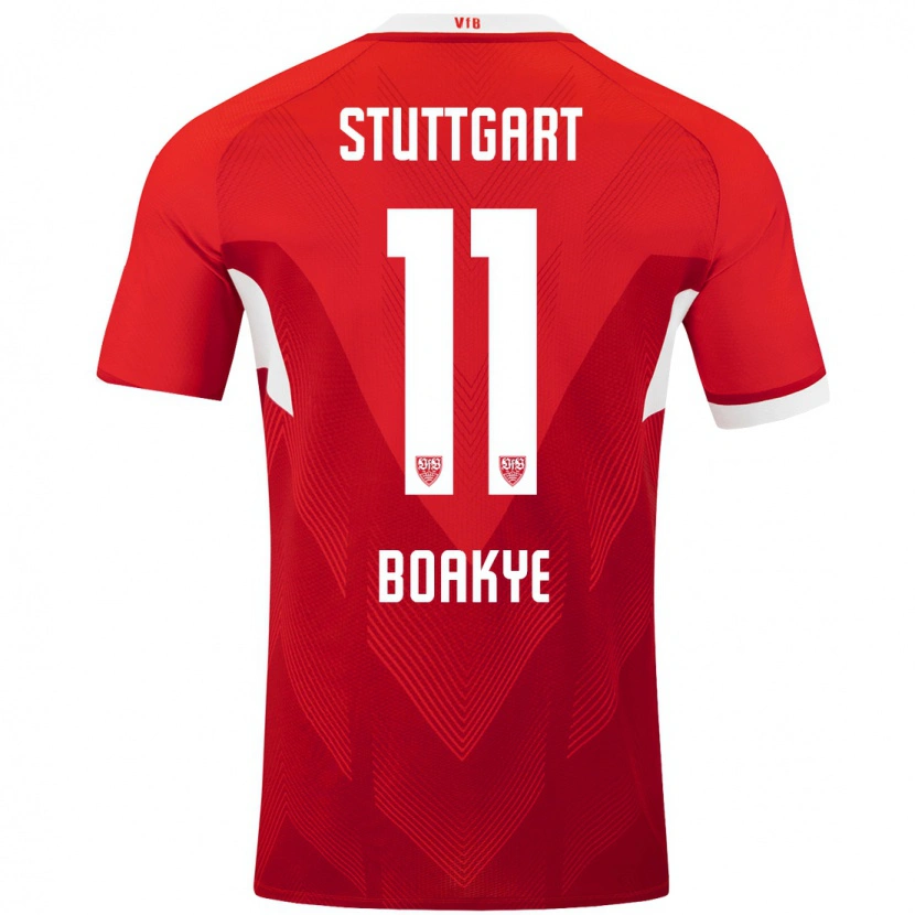 Danxen Kinderen Benjamin Boakye #11 Rood Wit Uitshirt Uittenue 2024/25 T-Shirt