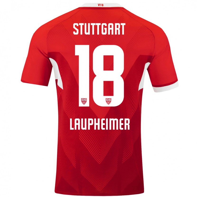 Danxen Kinderen Lukas Laupheimer #18 Rood Wit Uitshirt Uittenue 2024/25 T-Shirt