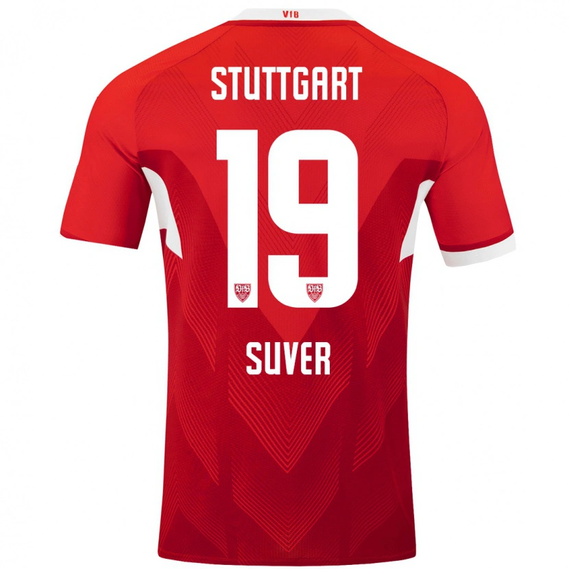 Danxen Kinderen Jakov Suver #19 Rood Wit Uitshirt Uittenue 2024/25 T-Shirt