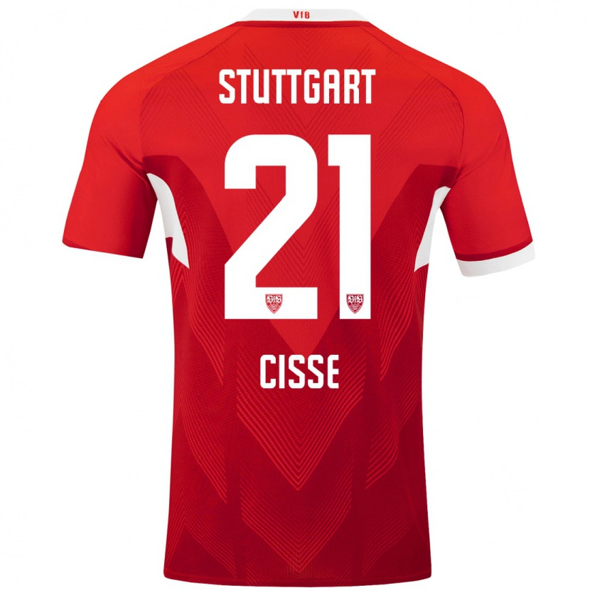 Danxen Kinderen Moussa Cissé #21 Rood Wit Uitshirt Uittenue 2024/25 T-Shirt