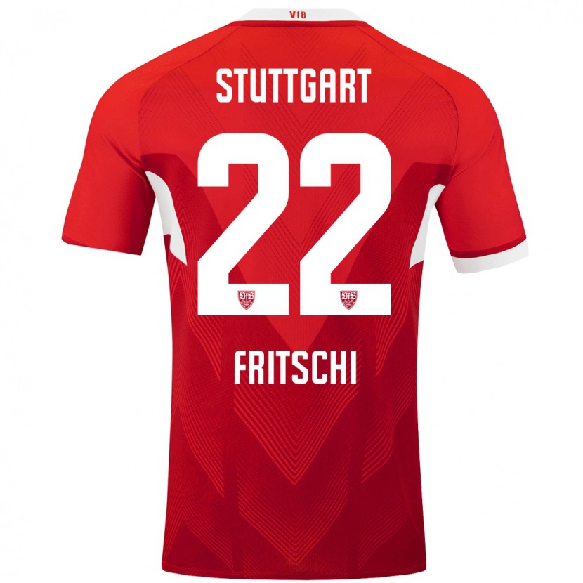 Danxen Kinderen Paulo Fritschi #22 Rood Wit Uitshirt Uittenue 2024/25 T-Shirt