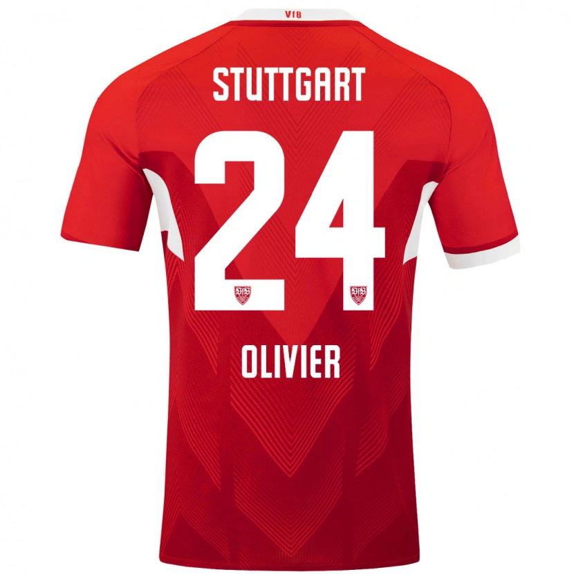 Danxen Kinderen Christopher Olivier #24 Rood Wit Uitshirt Uittenue 2024/25 T-Shirt