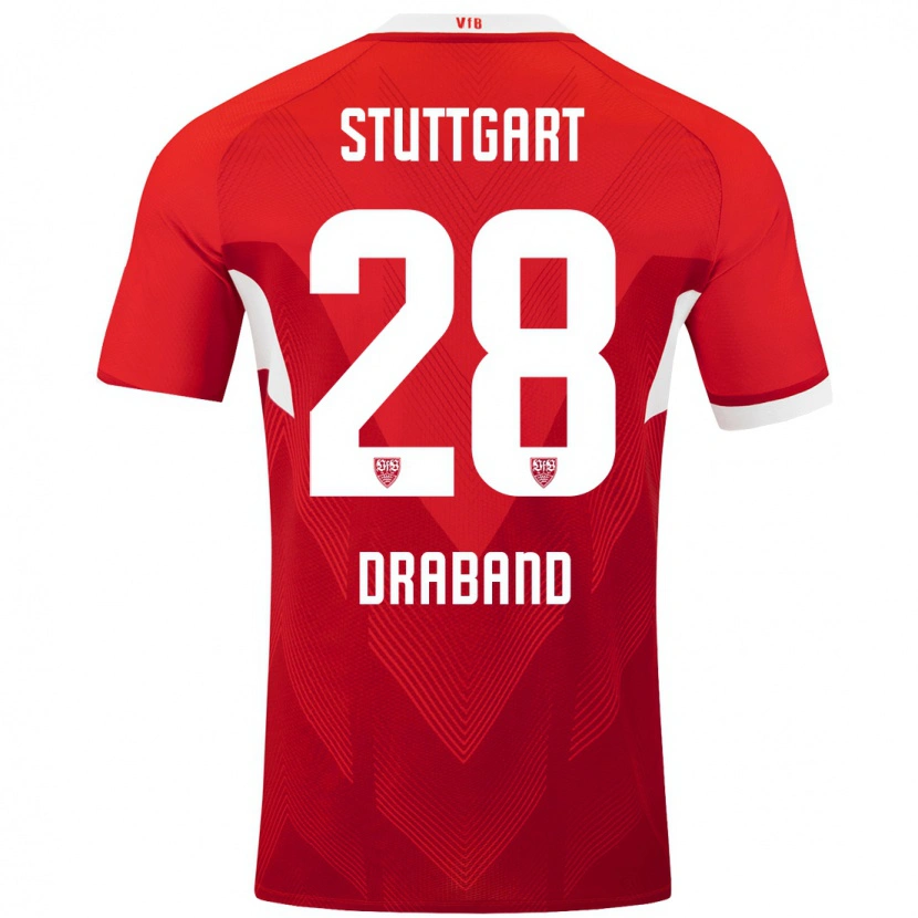 Danxen Kinderen Dominik Draband #28 Rood Wit Uitshirt Uittenue 2024/25 T-Shirt