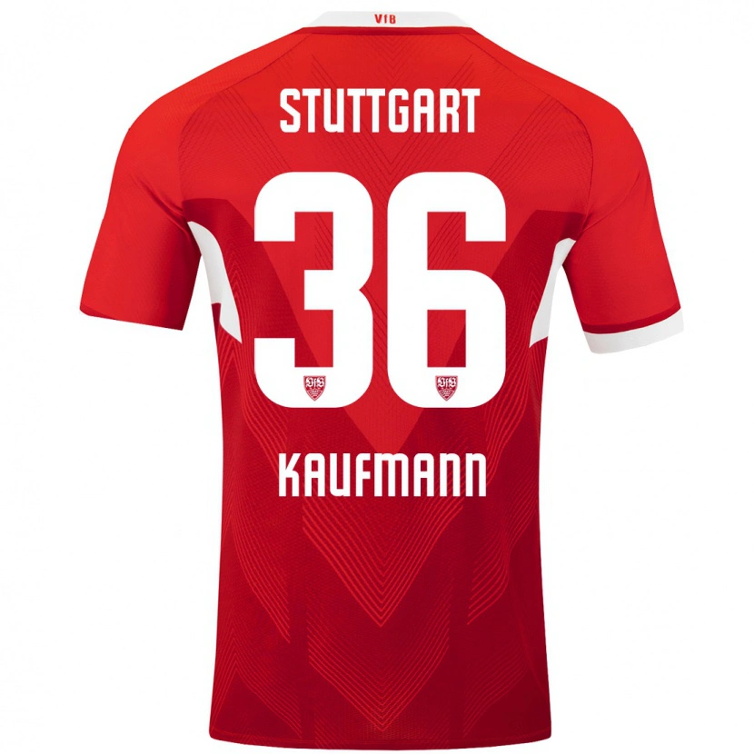 Danxen Kinderen Tino Kaufmann #36 Rood Wit Uitshirt Uittenue 2024/25 T-Shirt