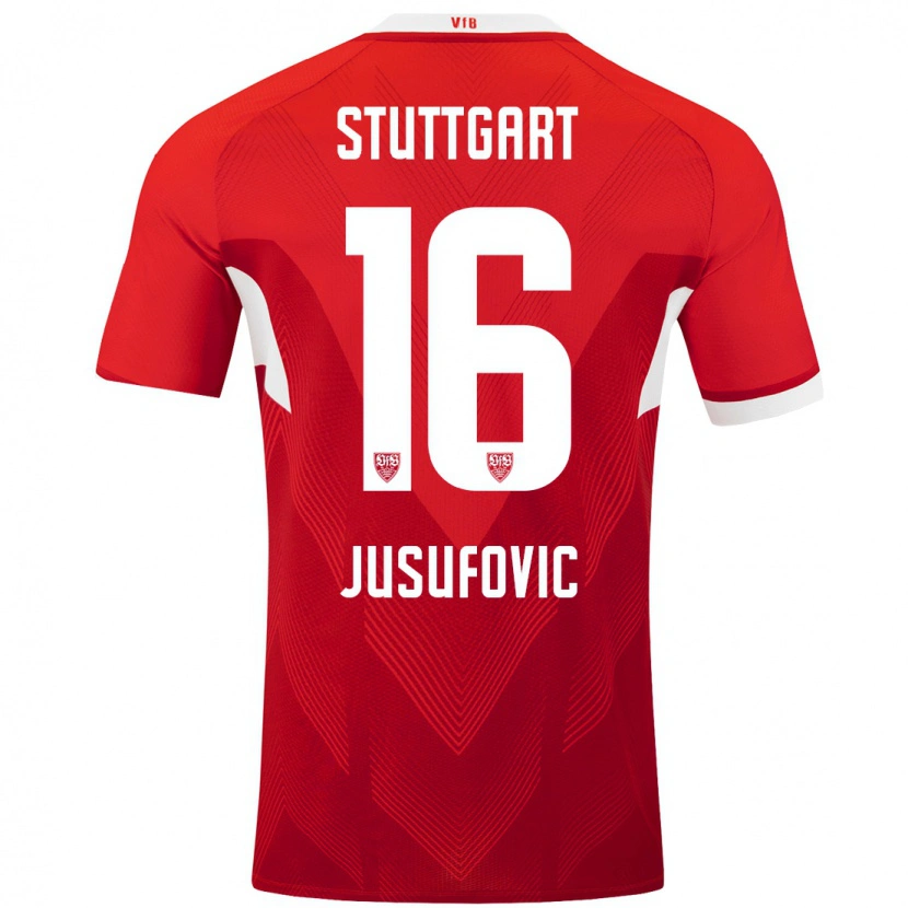 Danxen Kinderen Farah Jusufović #16 Rood Wit Uitshirt Uittenue 2024/25 T-Shirt