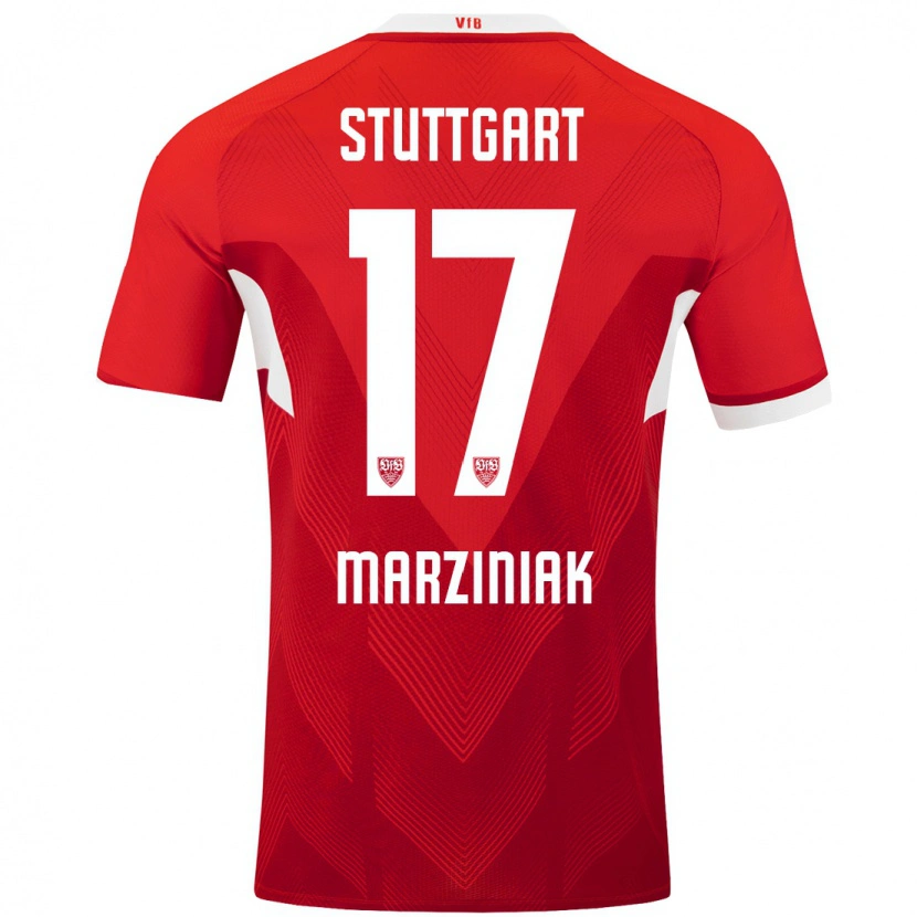 Danxen Kinderen Chiara Marziniak #17 Rood Wit Uitshirt Uittenue 2024/25 T-Shirt