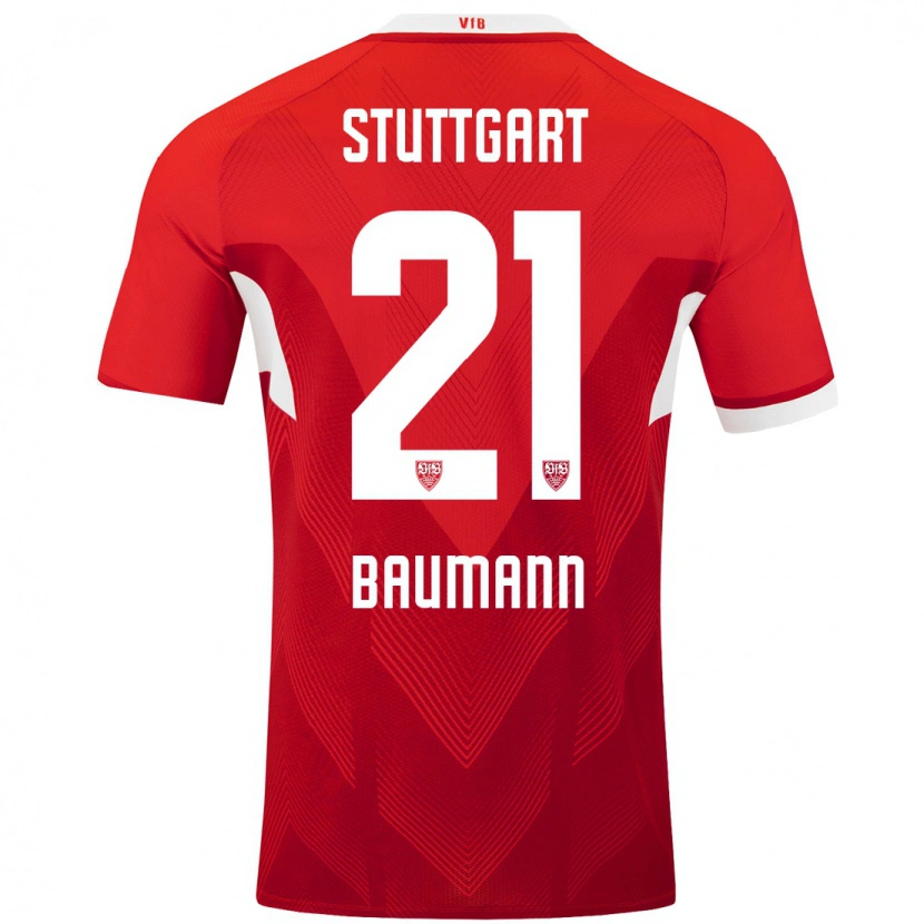 Danxen Kinderen Katharina Baumann #21 Rood Wit Uitshirt Uittenue 2024/25 T-Shirt