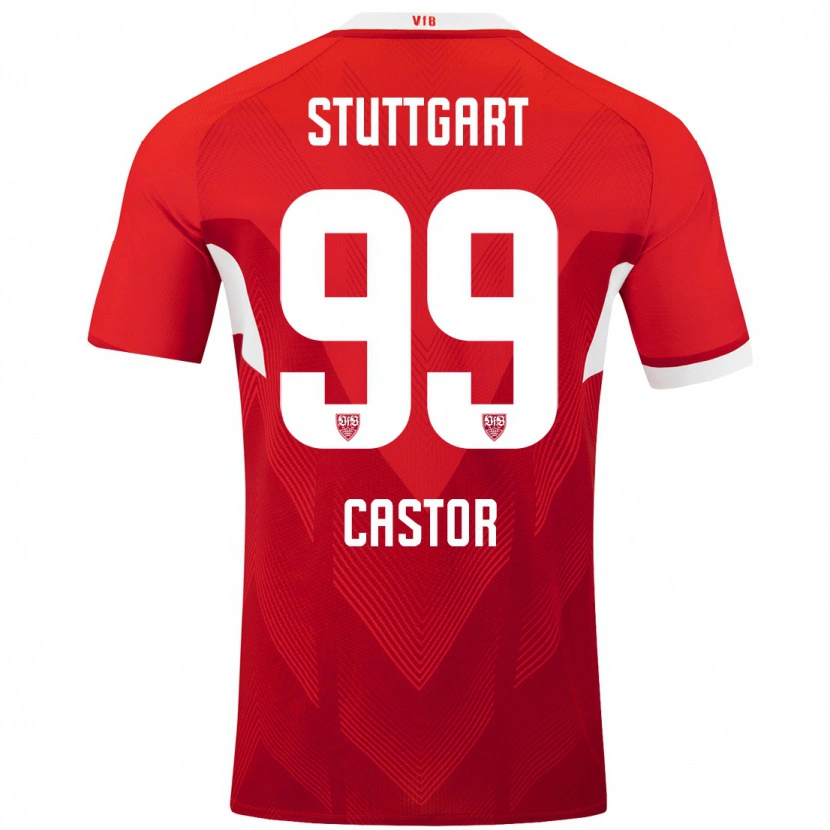 Danxen Kinderen Gillian Castor #99 Rood Wit Uitshirt Uittenue 2024/25 T-Shirt