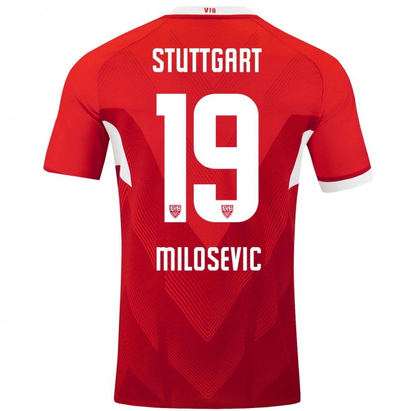 Danxen Kinderen Jovan Milosevic #19 Rood Wit Uitshirt Uittenue 2024/25 T-Shirt