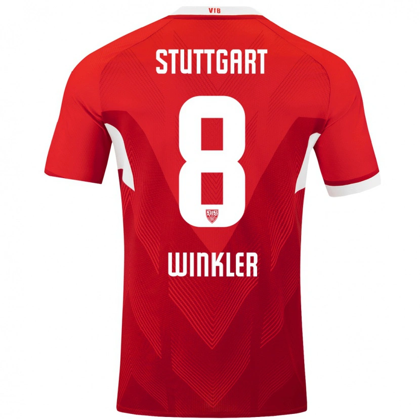 Danxen Kinderen Nathan Winkler #8 Rood Wit Uitshirt Uittenue 2024/25 T-Shirt