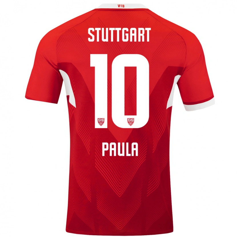 Danxen Kinderen Raul Paula #10 Rood Wit Uitshirt Uittenue 2024/25 T-Shirt