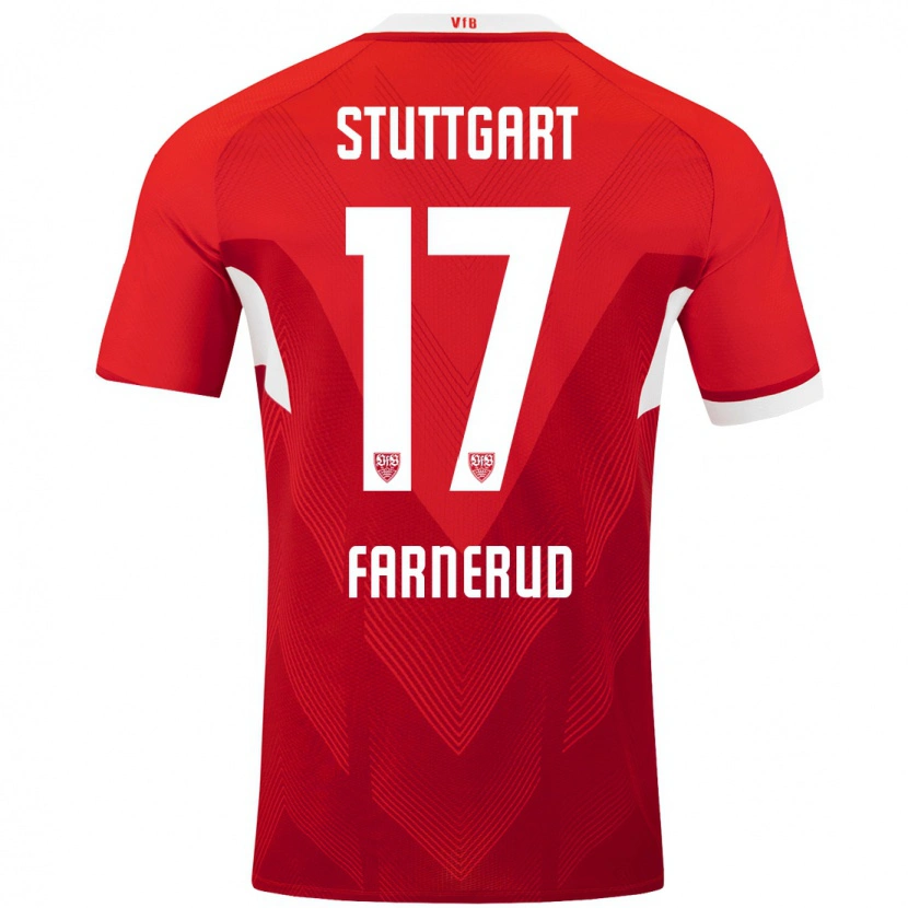 Danxen Kinderen Colin Farnerud #17 Rood Wit Uitshirt Uittenue 2024/25 T-Shirt