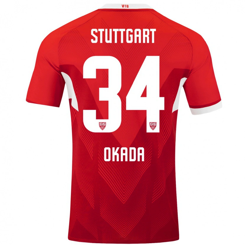 Danxen Kinderen Rei Okada #34 Rood Wit Uitshirt Uittenue 2024/25 T-Shirt