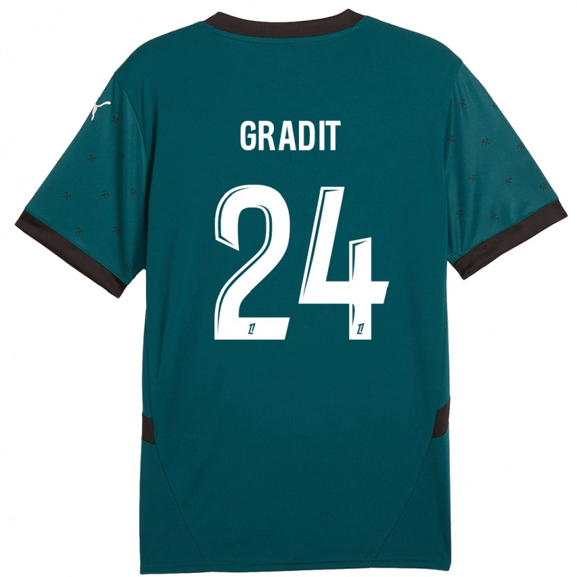 Danxen Kinderen Jonathan Gradit #24 Donkergroen Uitshirt Uittenue 2024/25 T-Shirt