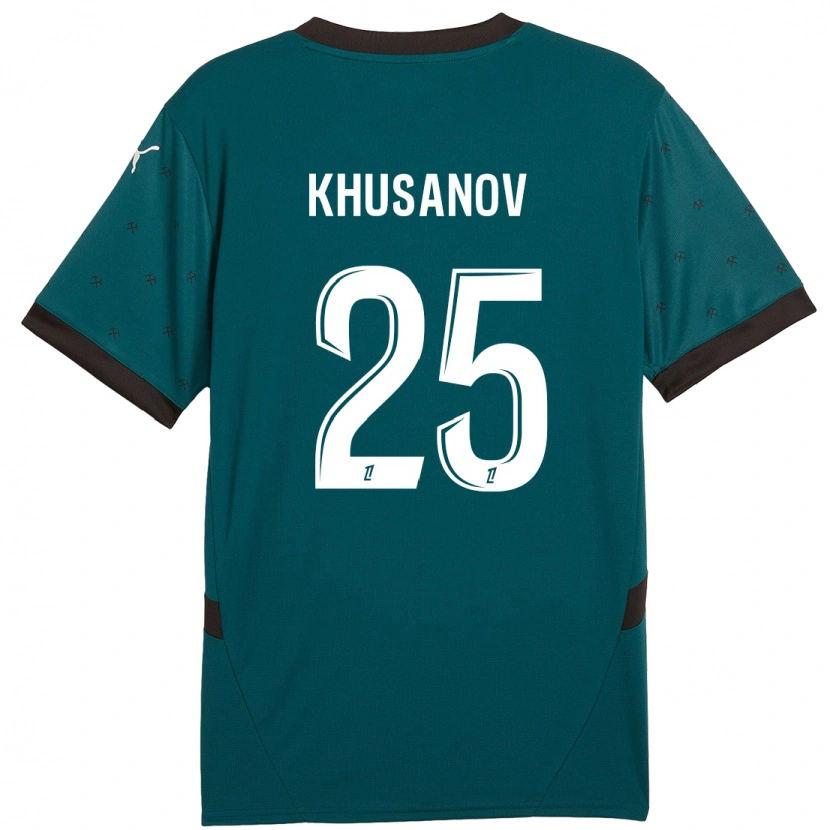 Danxen Kinderen Abdukodir Khusanov #25 Donkergroen Uitshirt Uittenue 2024/25 T-Shirt