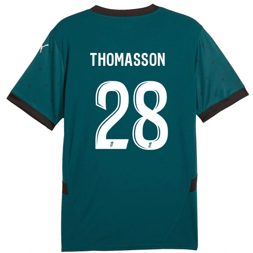 Danxen Kinderen Adrien Thomasson #28 Donkergroen Uitshirt Uittenue 2024/25 T-Shirt