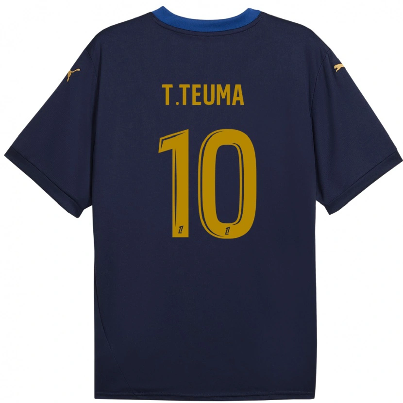 Danxen Kinderen Teddy Teuma #10 Marineblauw Goud Uitshirt Uittenue 2024/25 T-Shirt