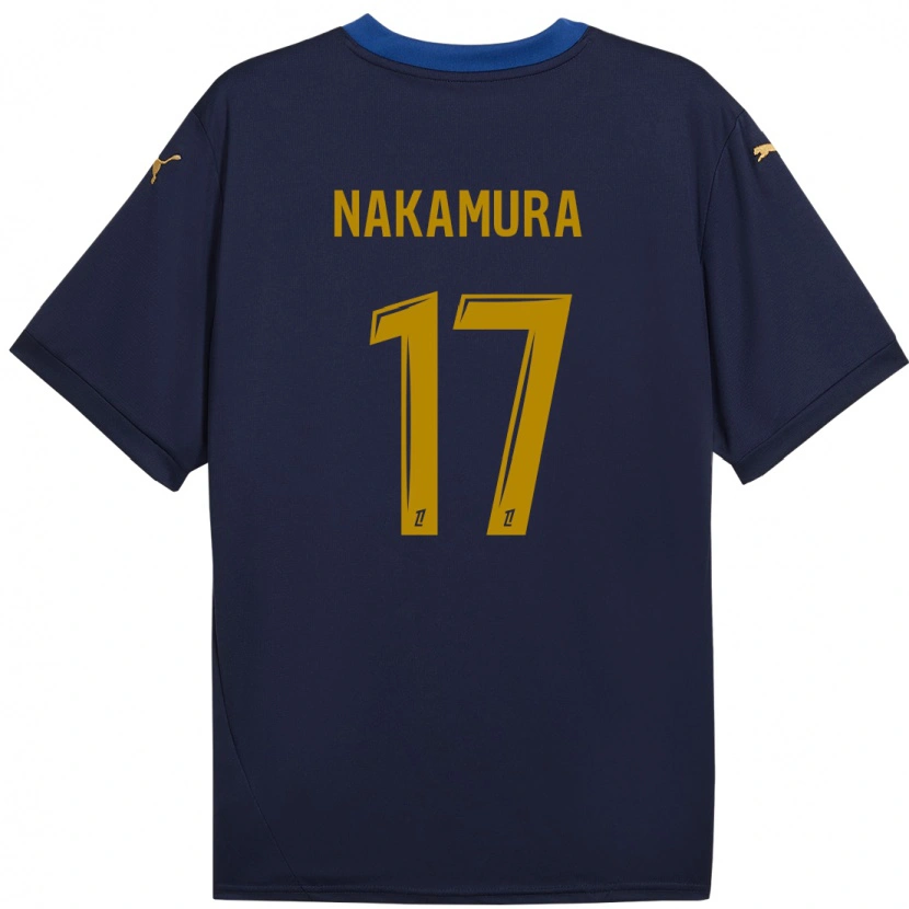 Danxen Kinderen Keito Nakamura #17 Marineblauw Goud Uitshirt Uittenue 2024/25 T-Shirt