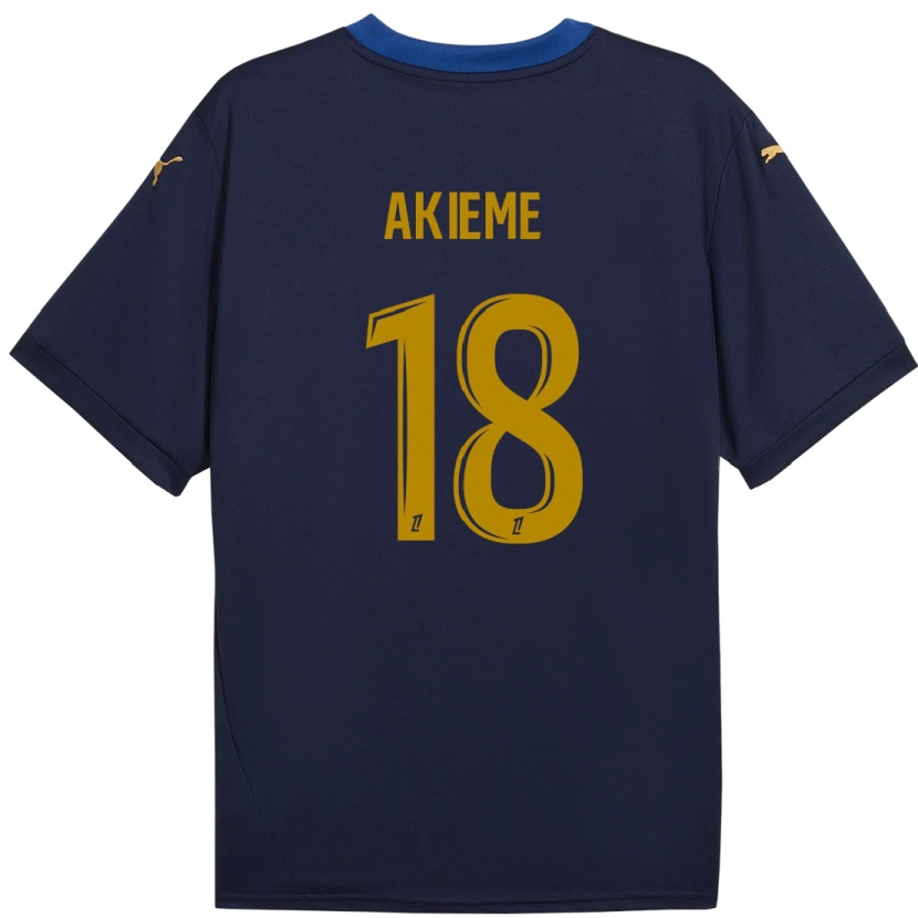 Danxen Kinderen Sergio Akieme #18 Marineblauw Goud Uitshirt Uittenue 2024/25 T-Shirt