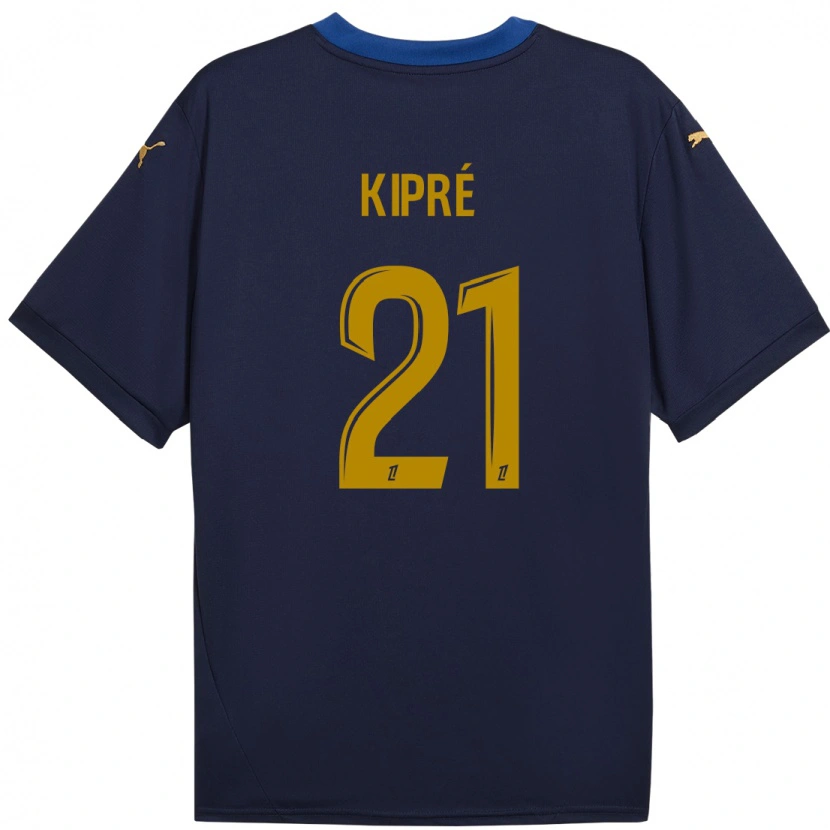 Danxen Kinderen Cédric Kipré #21 Marineblauw Goud Uitshirt Uittenue 2024/25 T-Shirt