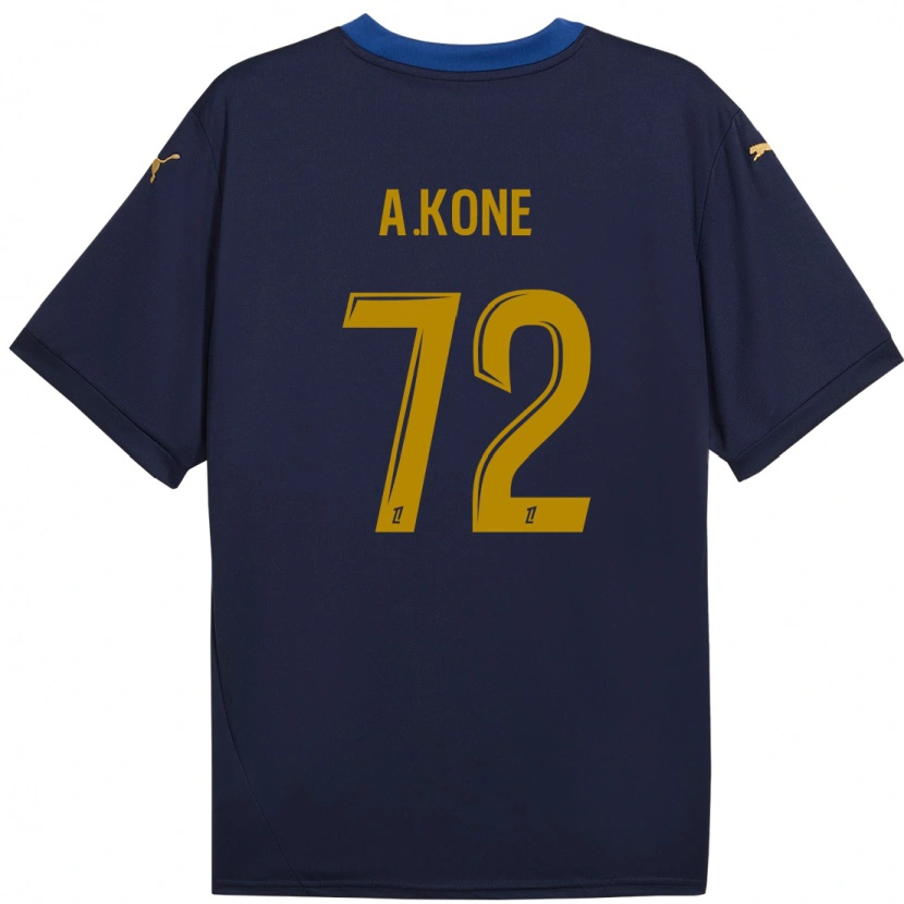 Danxen Kinderen Amadou Koné #72 Marineblauw Goud Uitshirt Uittenue 2024/25 T-Shirt