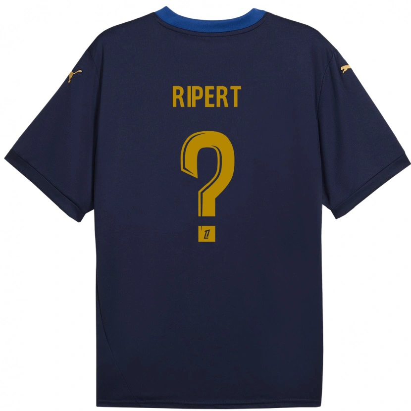 Danxen Kinderen Léo Ripert #0 Marineblauw Goud Uitshirt Uittenue 2024/25 T-Shirt