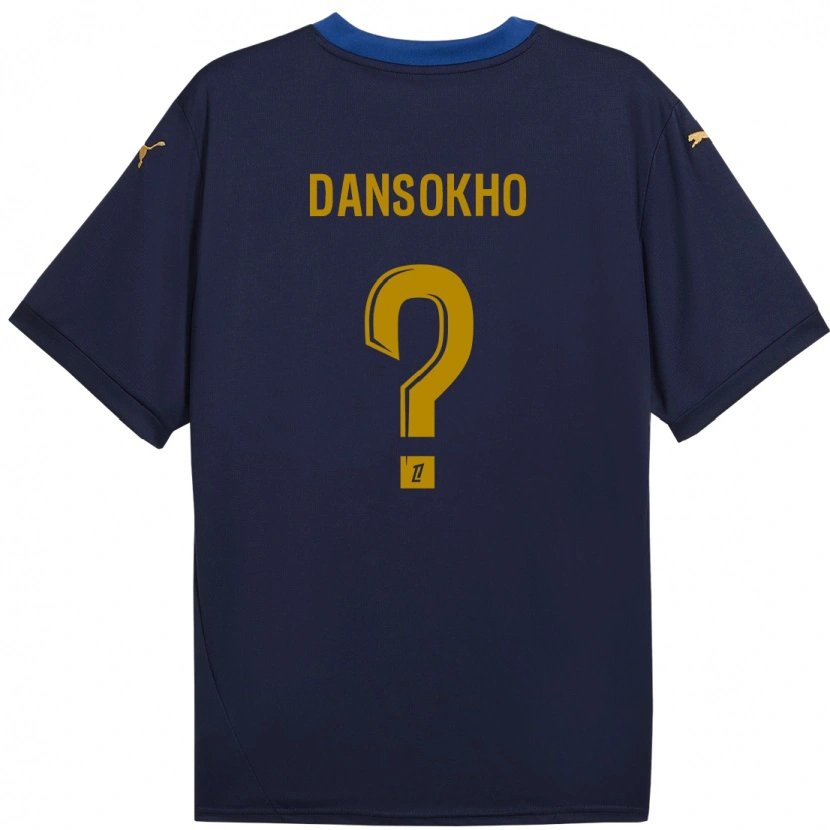 Danxen Kinderen Ansoumana Dansokho #0 Marineblauw Goud Uitshirt Uittenue 2024/25 T-Shirt