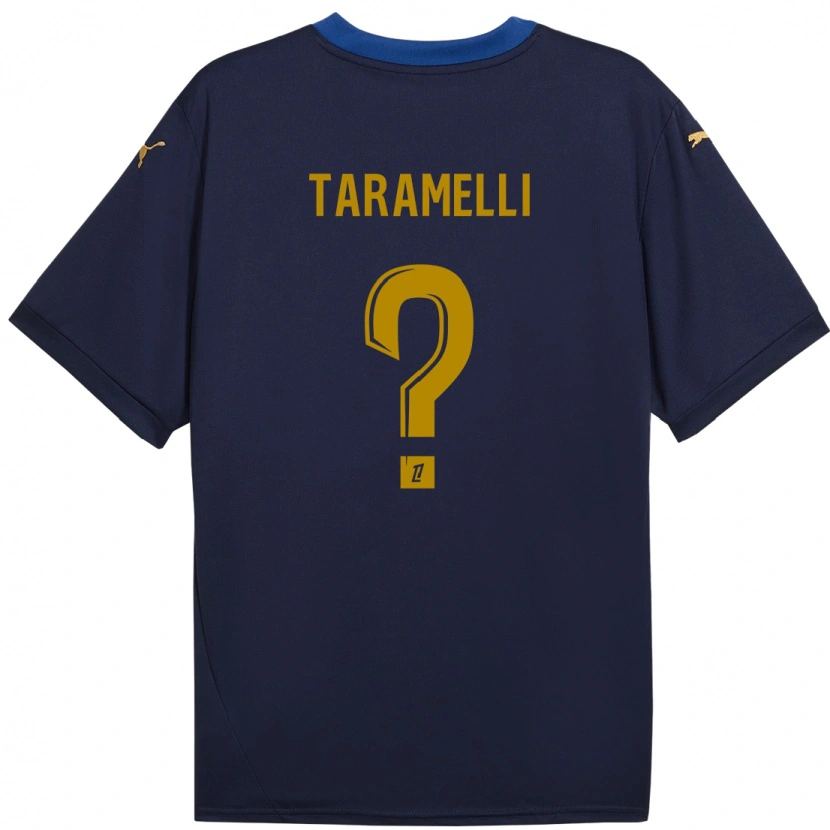 Danxen Kinderen Valentin Taramelli #0 Marineblauw Goud Uitshirt Uittenue 2024/25 T-Shirt