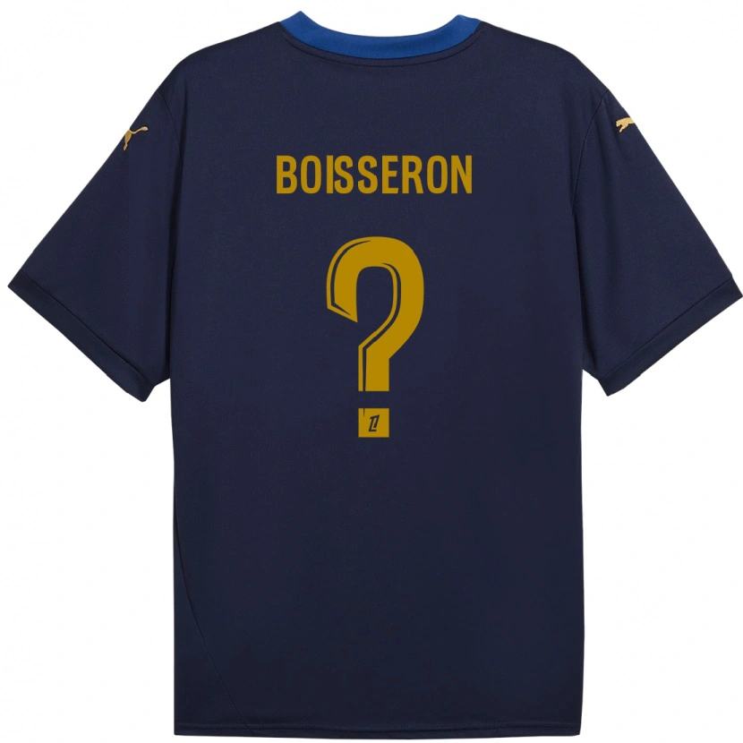 Danxen Kinderen Jawad Boisseron #0 Marineblauw Goud Uitshirt Uittenue 2024/25 T-Shirt