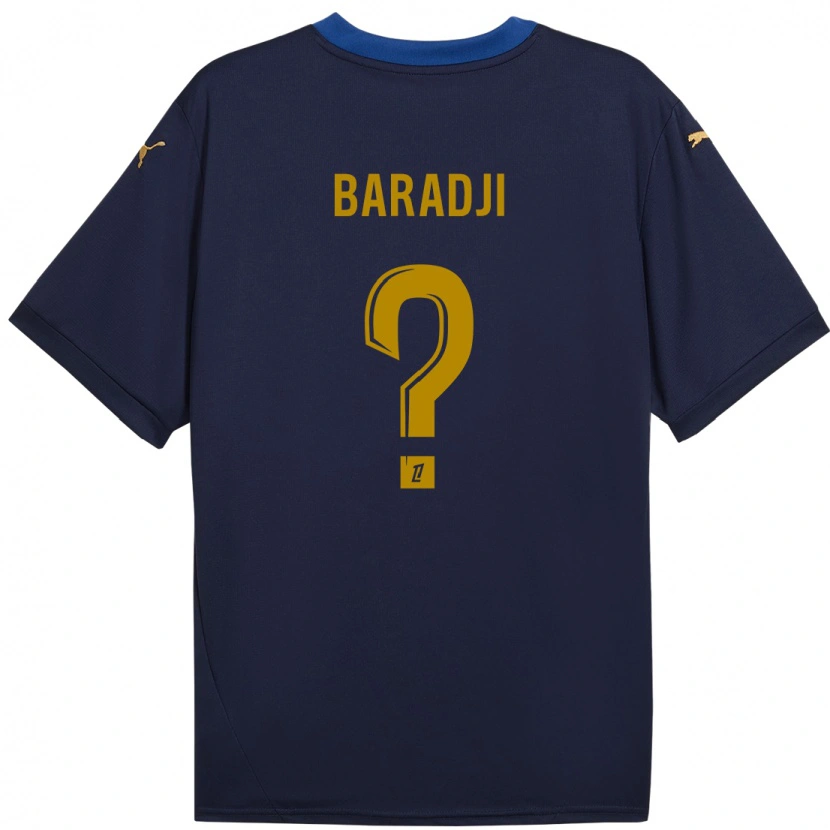 Danxen Kinderen Adama Baradji #0 Marineblauw Goud Uitshirt Uittenue 2024/25 T-Shirt