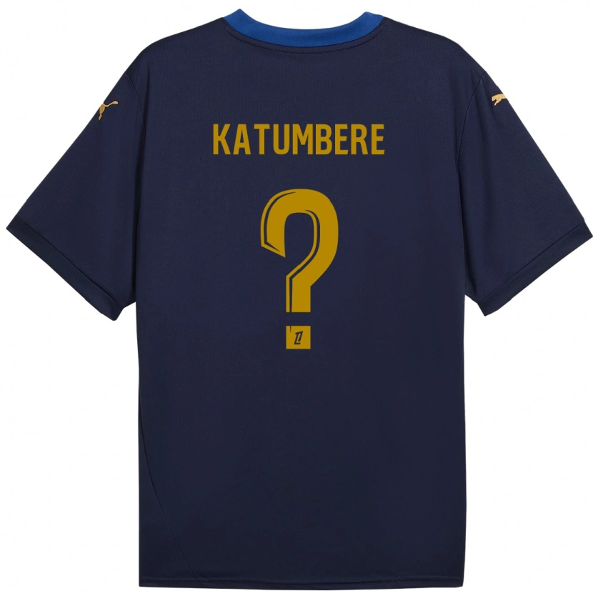 Danxen Kinderen Noah Katumbere #0 Marineblauw Goud Uitshirt Uittenue 2024/25 T-Shirt