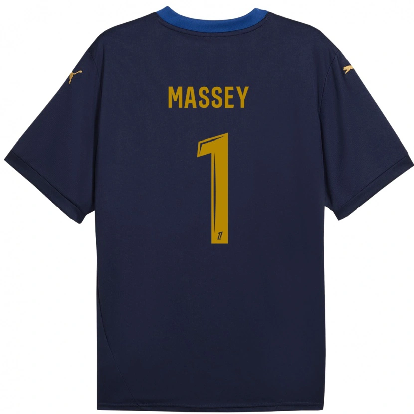 Danxen Kinderen Kayza Massey #1 Marineblauw Goud Uitshirt Uittenue 2024/25 T-Shirt