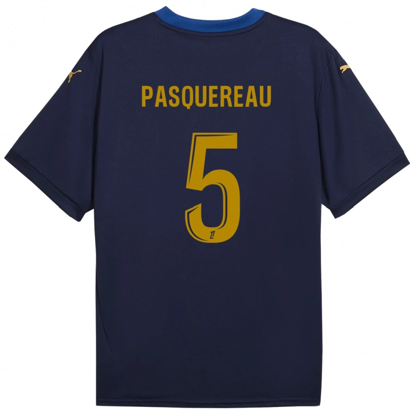 Danxen Kinderen Julie Pasquereau #5 Marineblauw Goud Uitshirt Uittenue 2024/25 T-Shirt