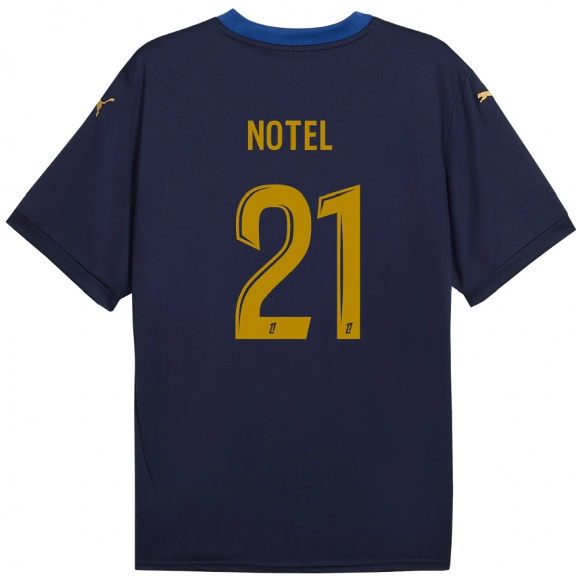 Danxen Kinderen Léa Notel #21 Marineblauw Goud Uitshirt Uittenue 2024/25 T-Shirt