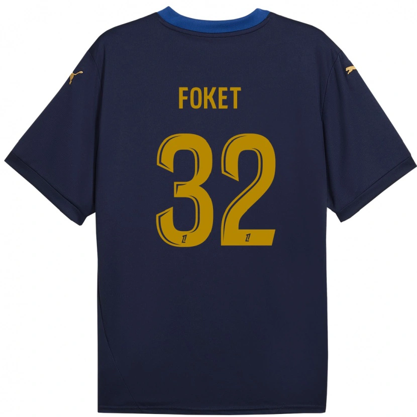 Danxen Kinderen Thomas Foket #32 Marineblauw Goud Uitshirt Uittenue 2024/25 T-Shirt