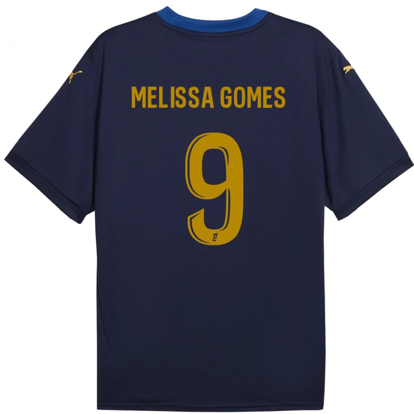 Danxen Kinderen Melissa Ferreira Gomes #9 Marineblauw Goud Uitshirt Uittenue 2024/25 T-Shirt