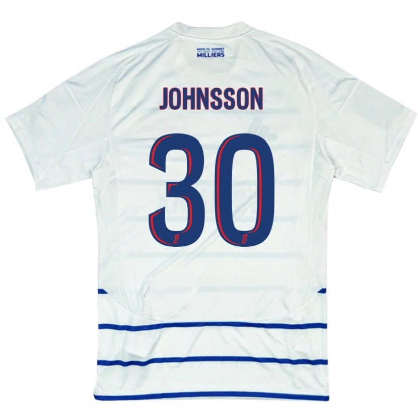 Danxen Kinderen Karl-Johan Johnsson #30 Wit Blauw Uitshirt Uittenue 2024/25 T-Shirt