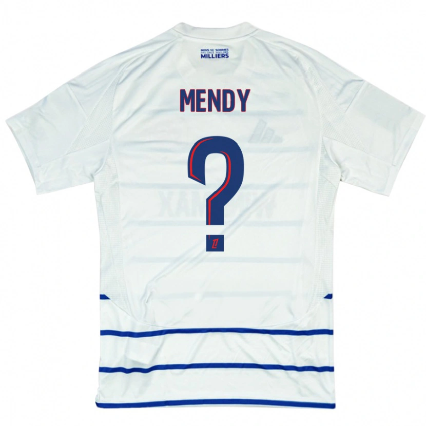 Danxen Kinderen François Mendy #0 Wit Blauw Uitshirt Uittenue 2024/25 T-Shirt