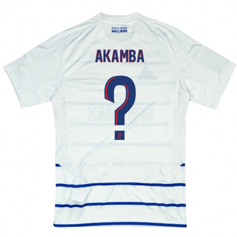 Danxen Kinderen Fred Akamba #0 Wit Blauw Uitshirt Uittenue 2024/25 T-Shirt