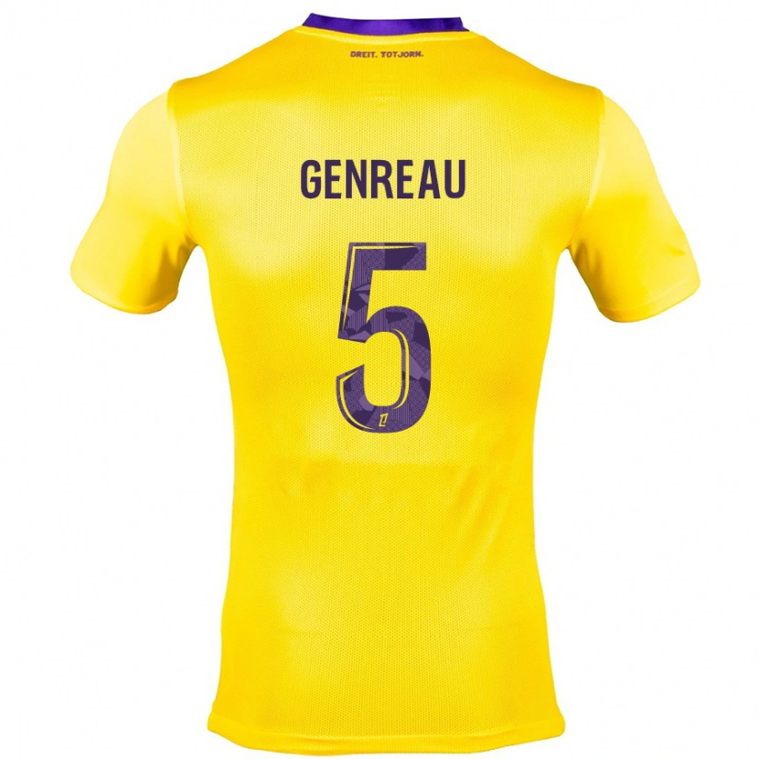 Danxen Kinderen Denis Genreau #5 Geel Paars Uitshirt Uittenue 2024/25 T-Shirt