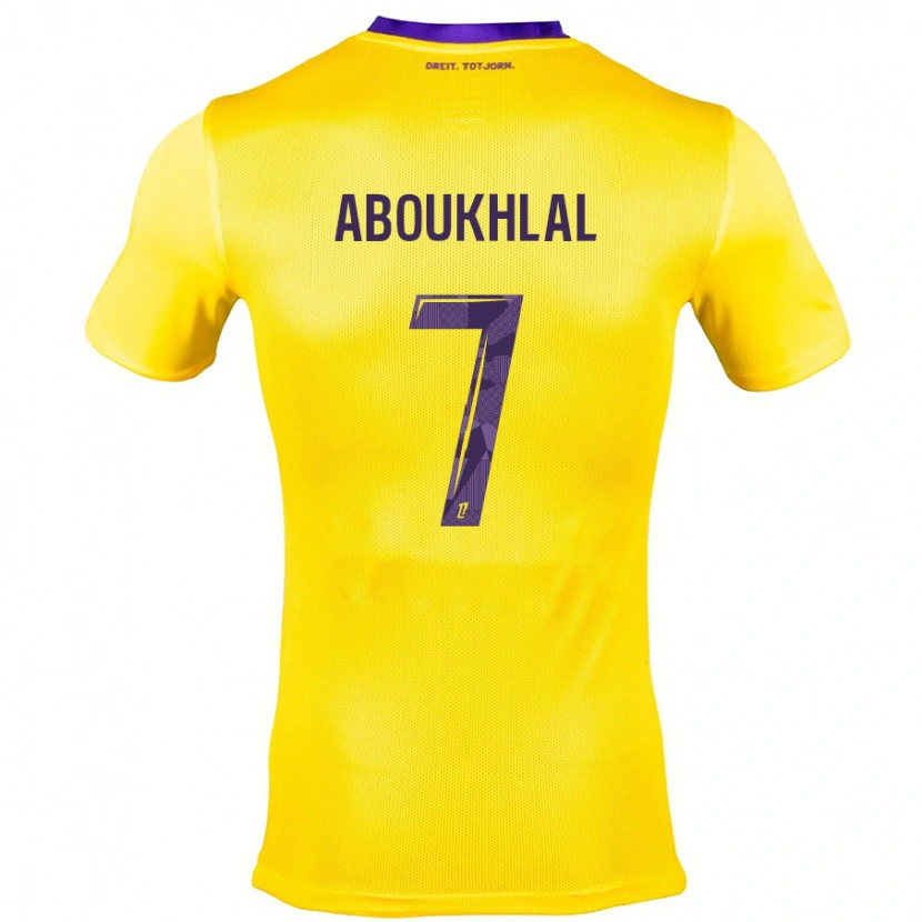 Danxen Kinderen Zakaria Aboukhlal #7 Geel Paars Uitshirt Uittenue 2024/25 T-Shirt