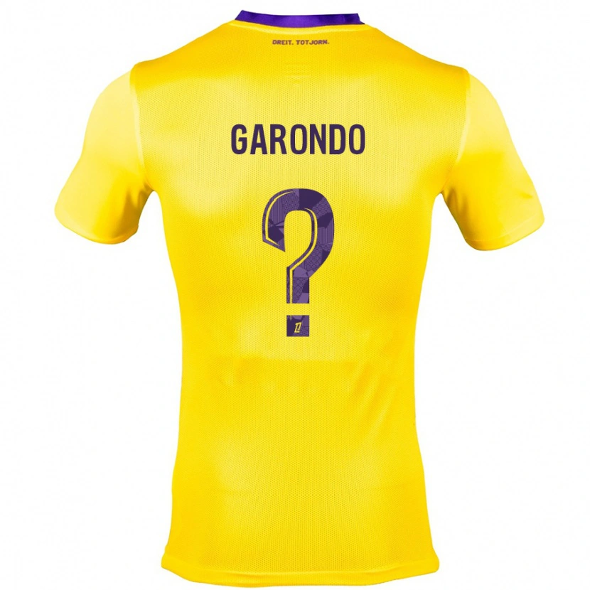 Danxen Kinderen Thibaud Garondo #0 Geel Paars Uitshirt Uittenue 2024/25 T-Shirt